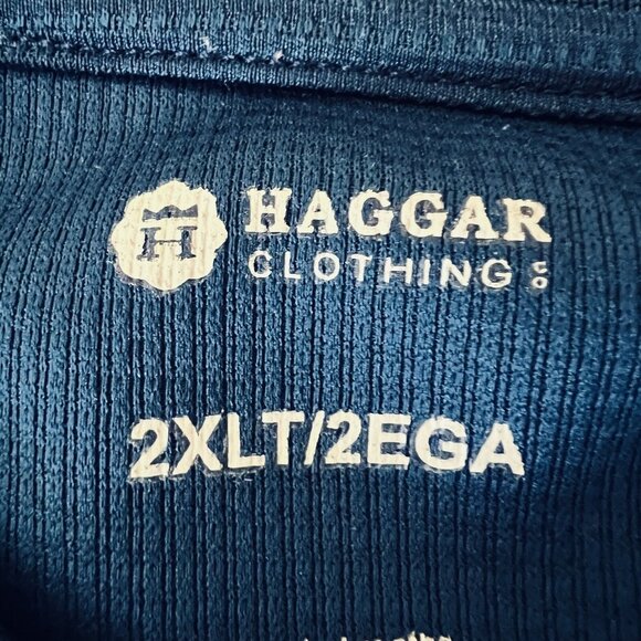 Haggar Men Polo Shirt Size 2XLT Long Sleeve Heather Blue Stretch Buttons Placket - Picture 4 of 10